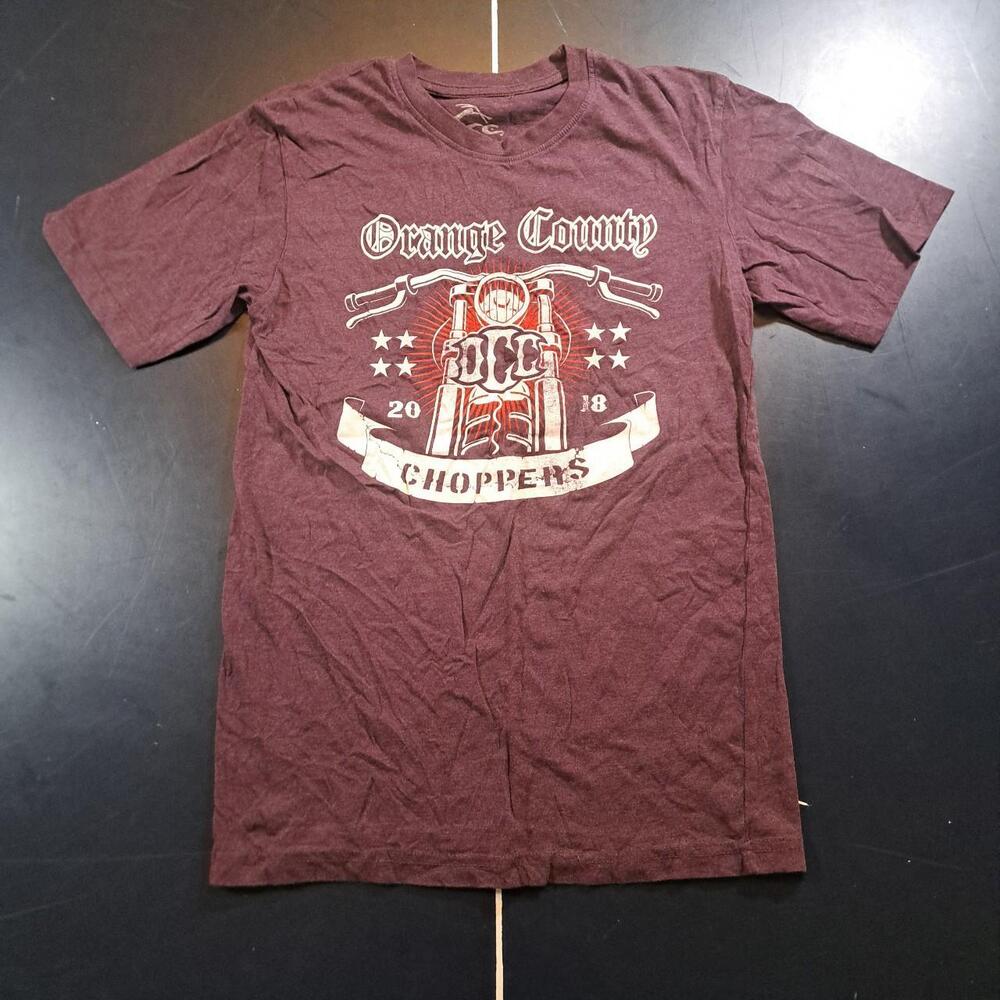 West Coast Choppers Men's Burgundy and Brown T-shirt